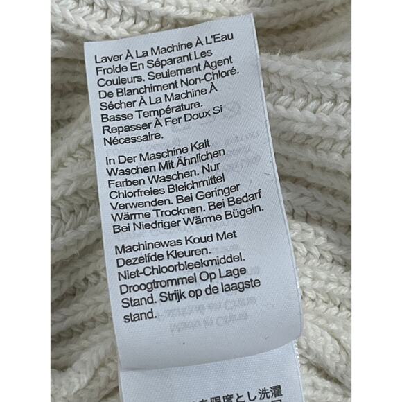 J.Crew Cream Faux Neck 100% Cotton Ribbed Chunky Knit Sweater Reg Size M - Picture 4 of 7